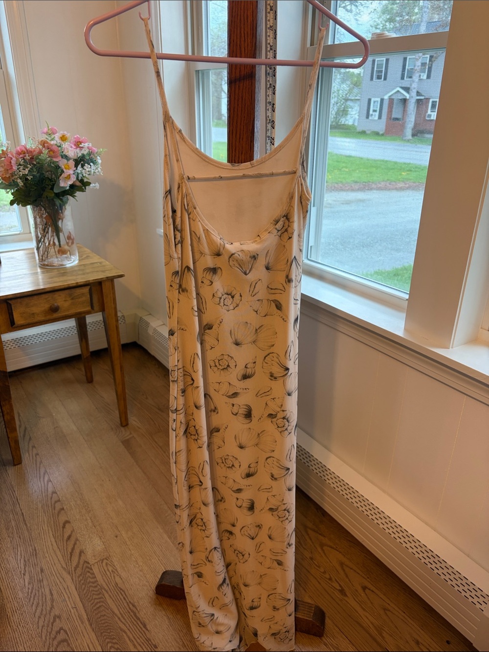 See You Monday Cream Maxi Slip Dress with Black Floral Sketches size medium - Picture 2 of 7